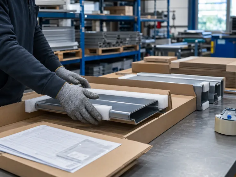 Fotorealistisches Platzhalterbild verpackter Kantteile