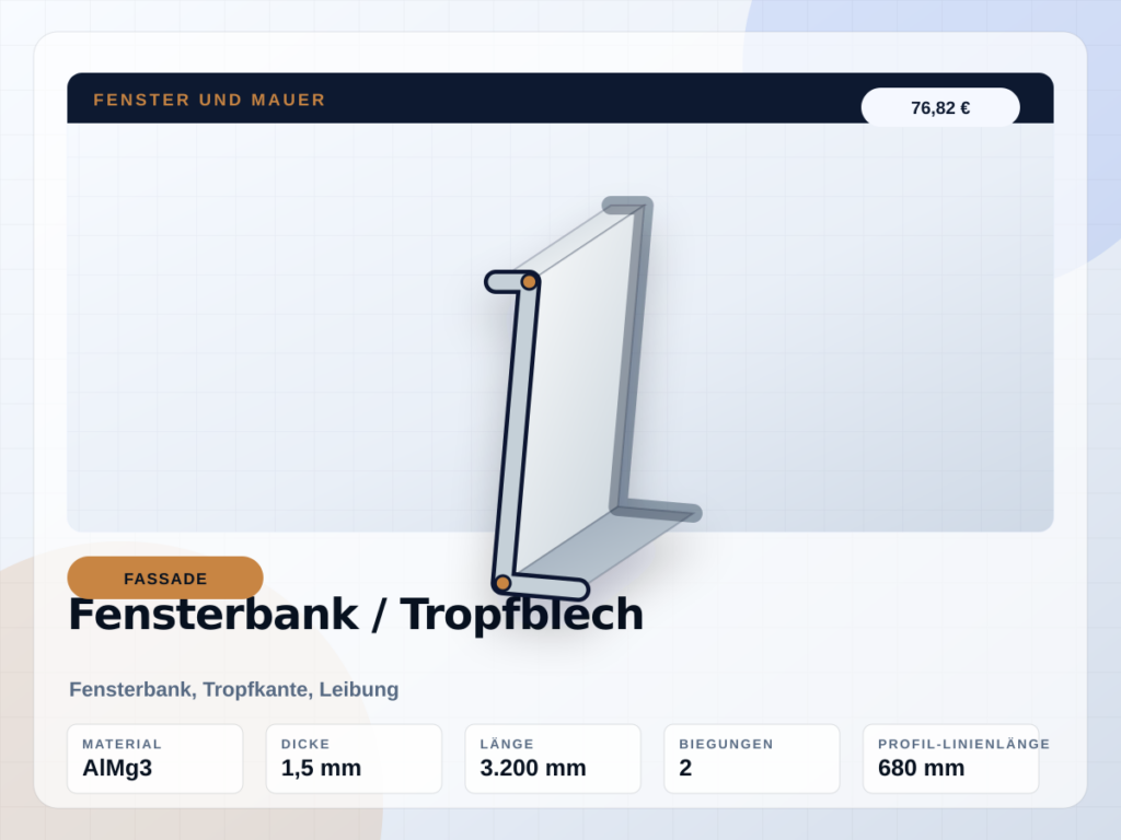 Fensterbank / Tropfblech nach Maß