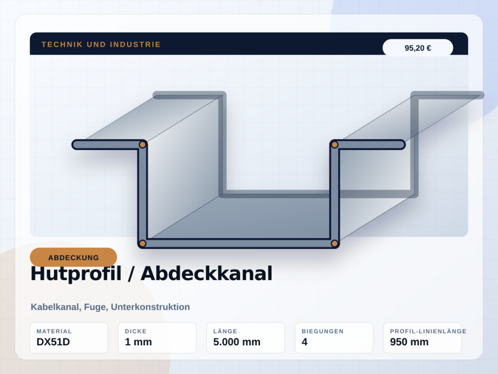 Hutprofil / Abdeckkanal nach Maß
