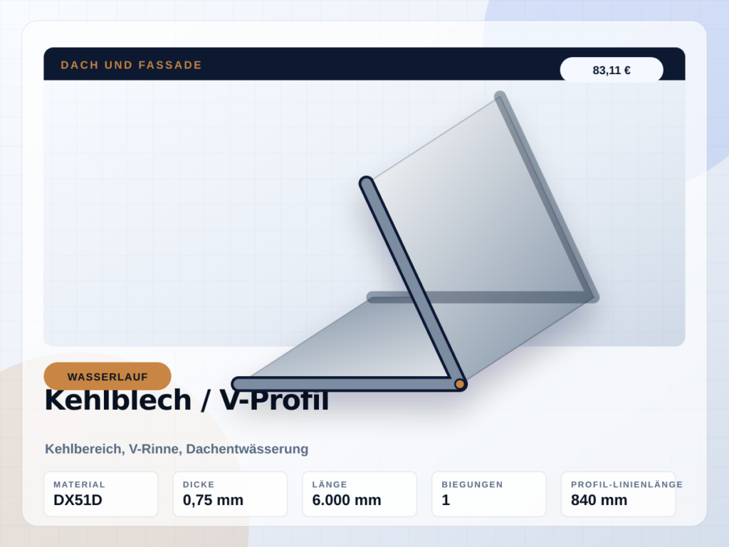 Kehlblech / V-Profil nach Maß