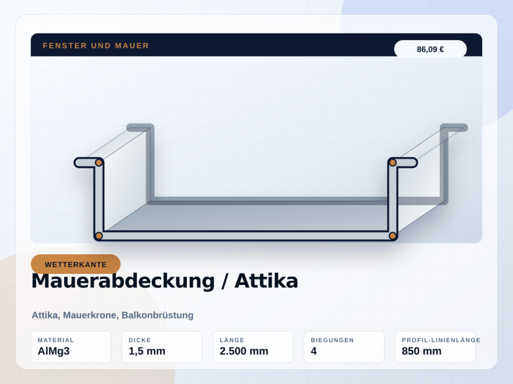Mauerabdeckung / Attika nach Maß