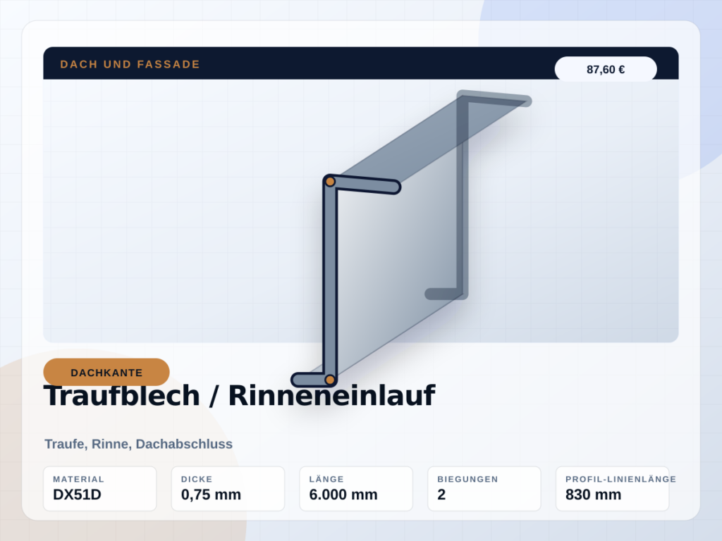 Traufblech / Rinneneinlauf nach Maß