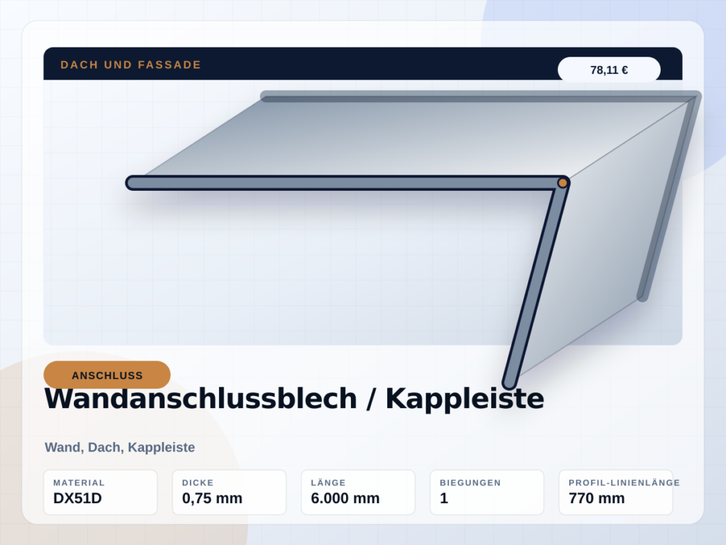 Wandanschlussblech / Kappleiste nach Maß