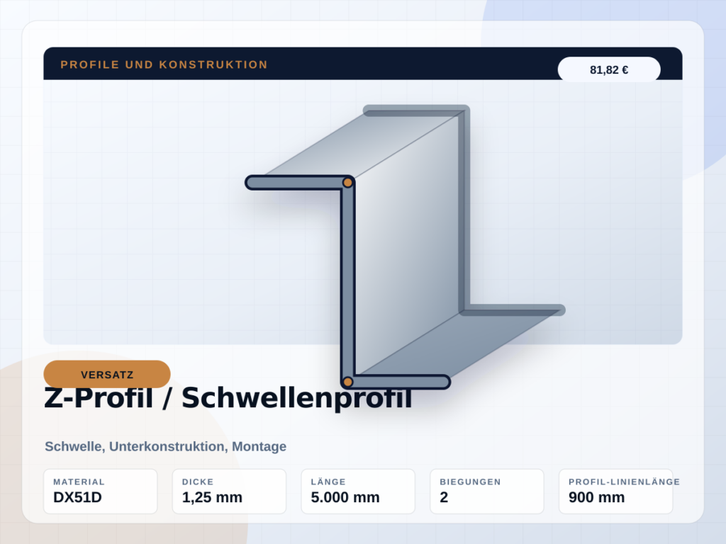 Z-Profil / Schwellenprofil nach Maß